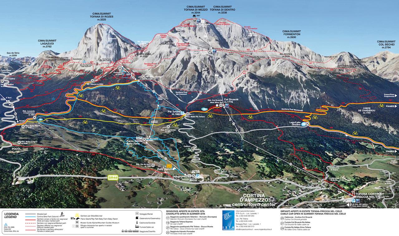 Mappa Cortina d’Ampezzo itinerari Tofana
